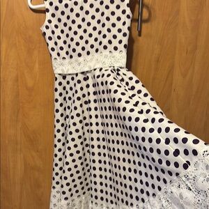 Polka Dot Kids Dress in White and Blue